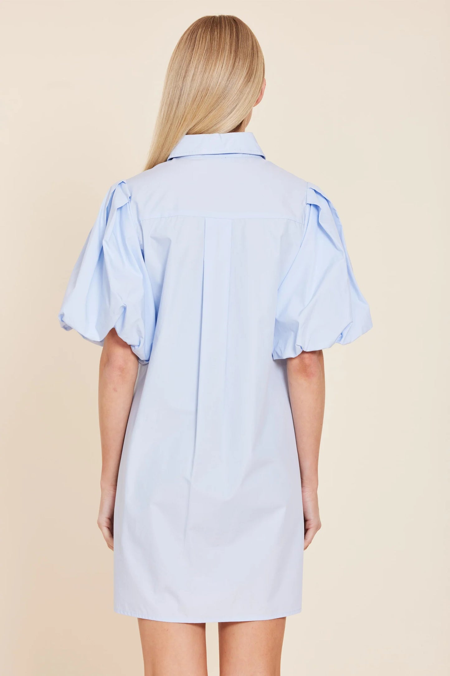 Poplin Pearl Detail Collar Mini Dress