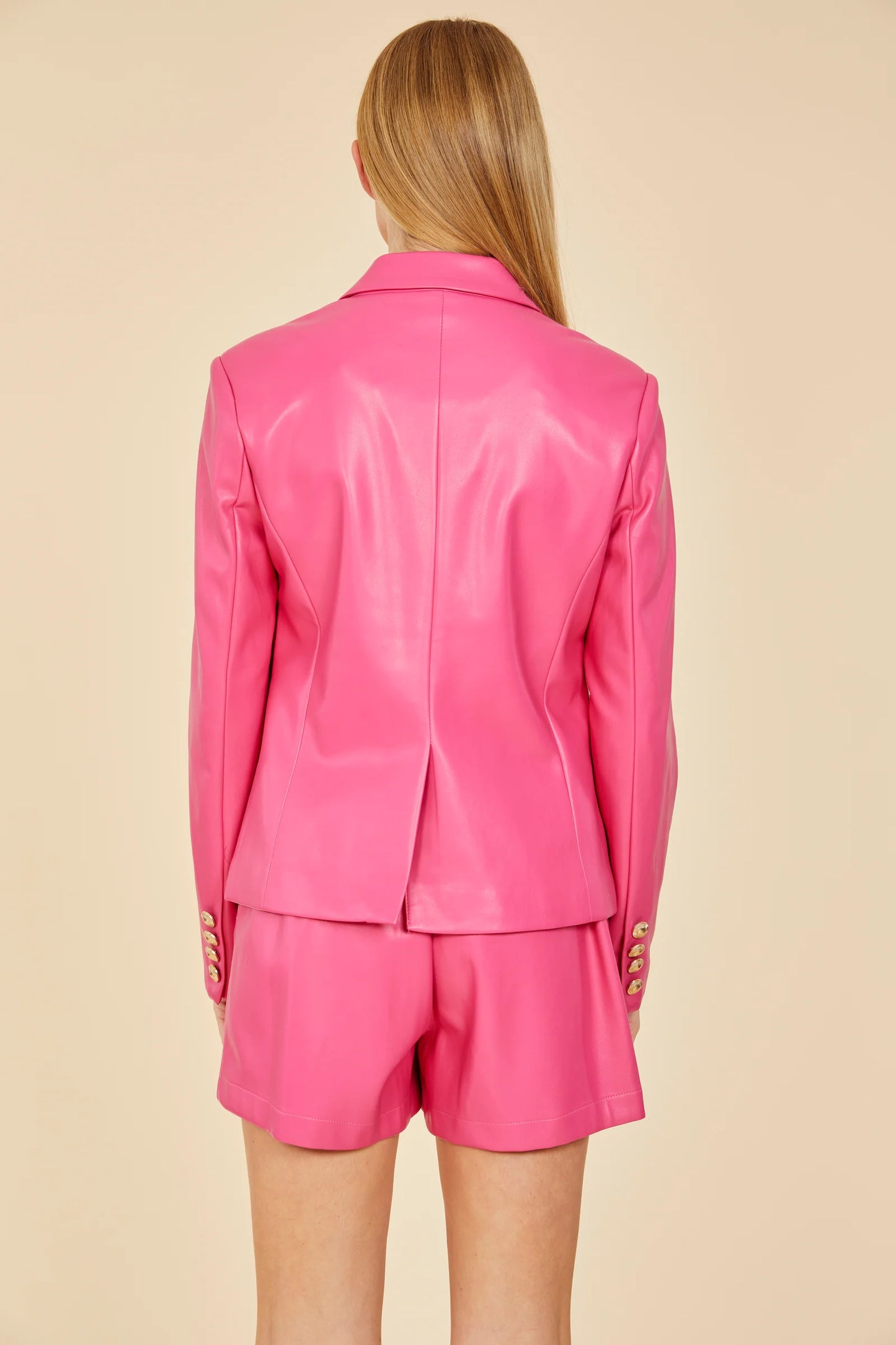 Hot Pink Vegan Leather Blazer