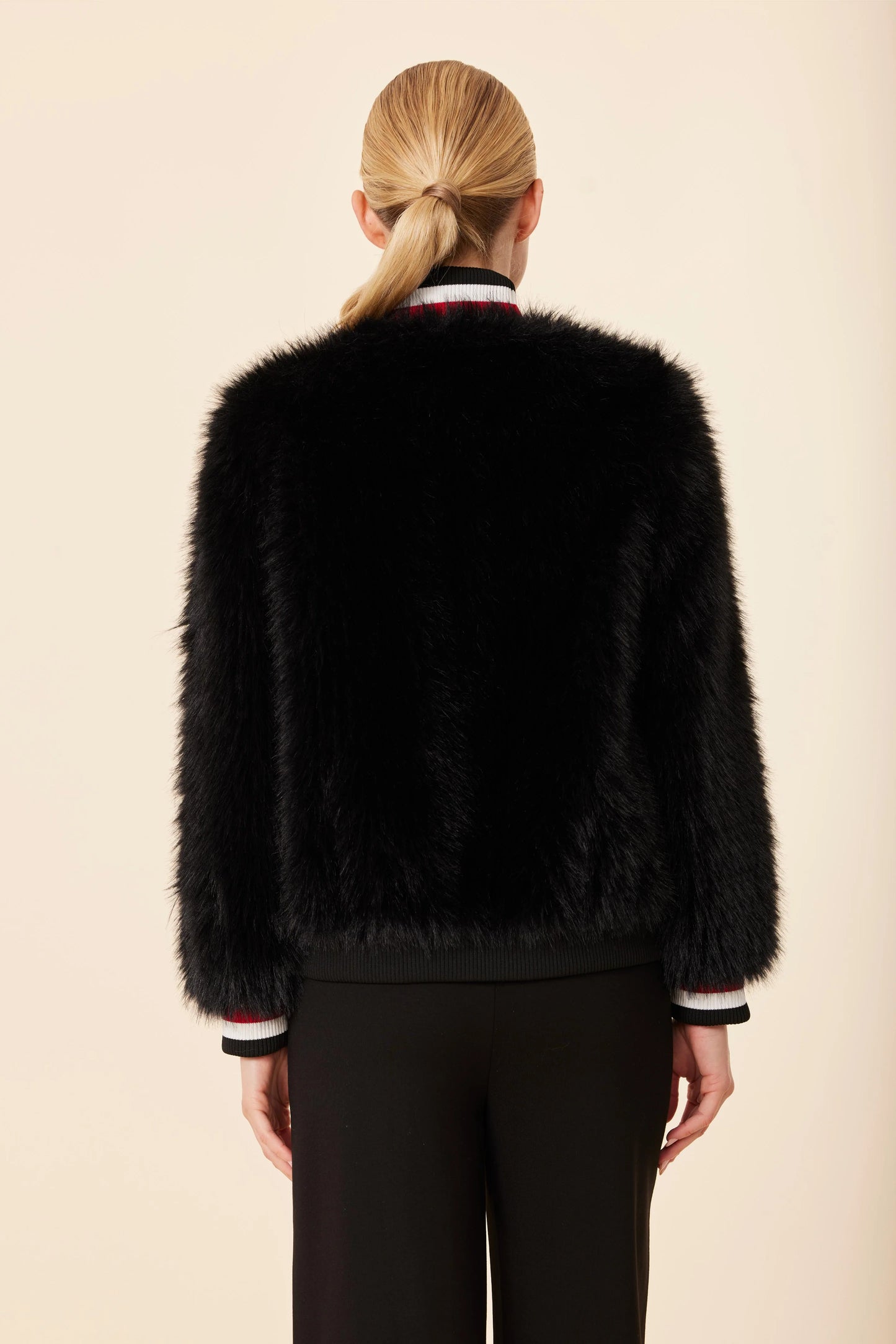 Faux Fur Racer Stripe Jacket