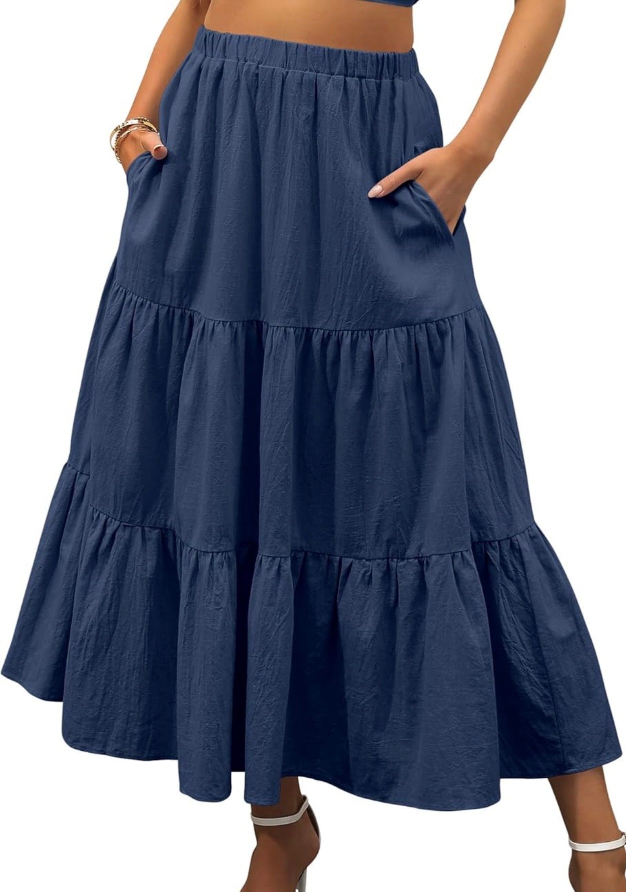 Tiered Maxi Skirt - Navy
