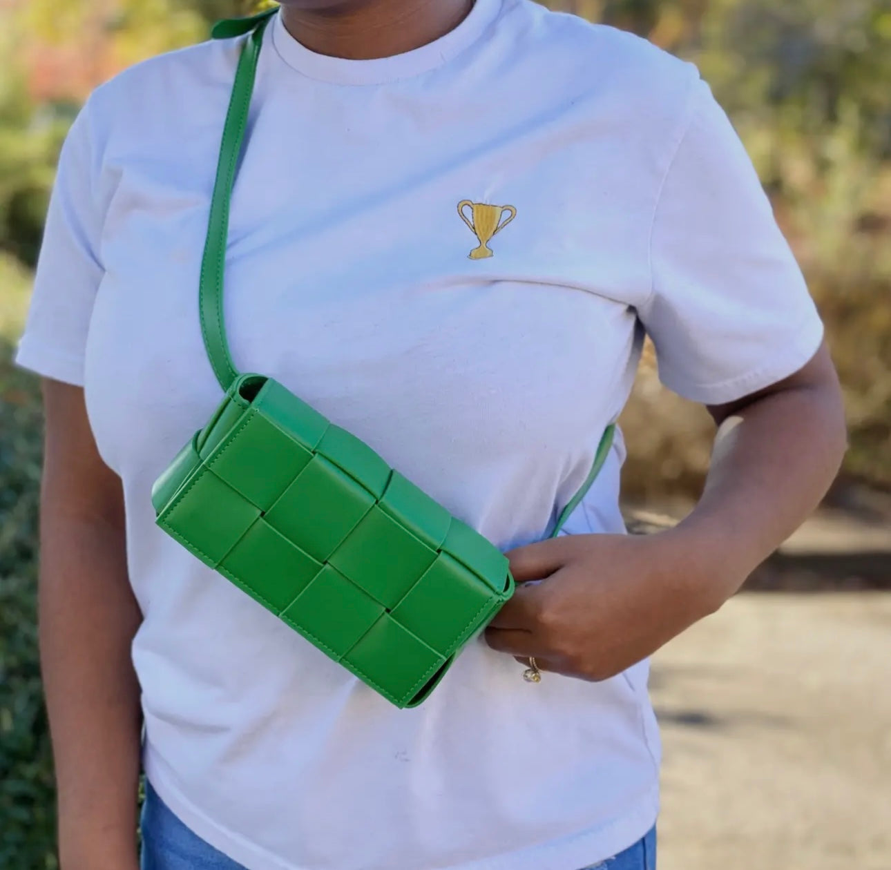 Green Woven Belt Bag