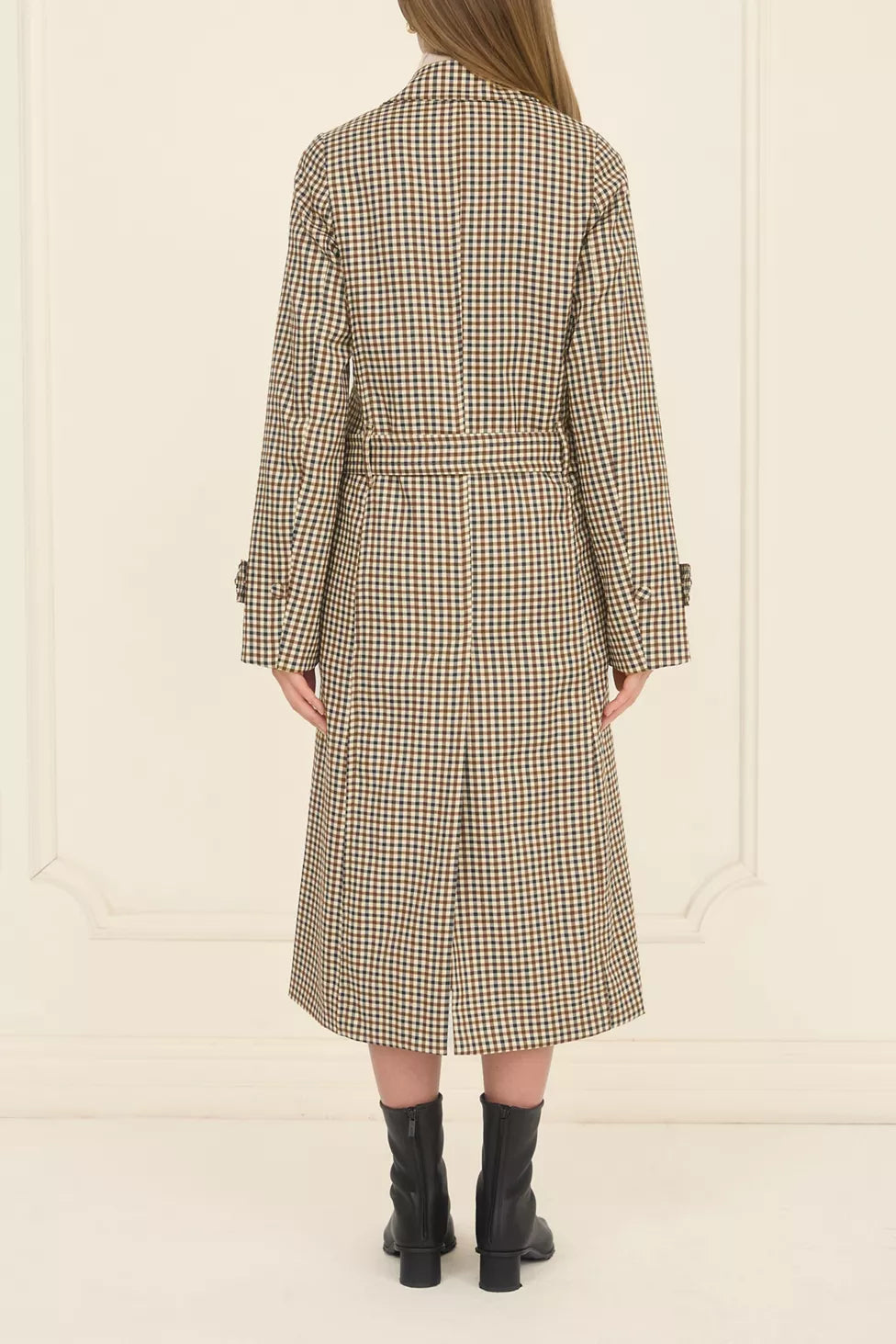Plaid Belted Trench Coat