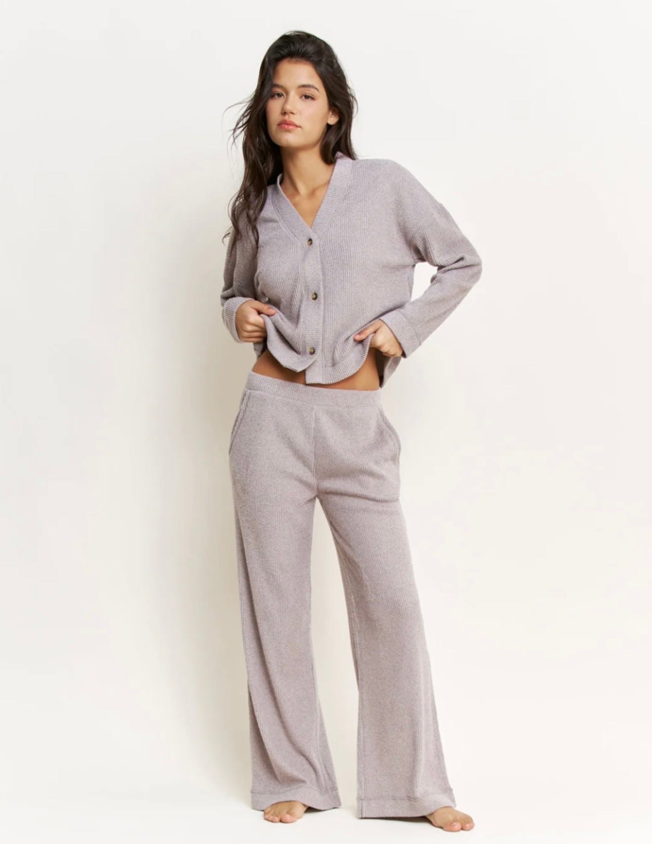 Heather Grey Cardi Set