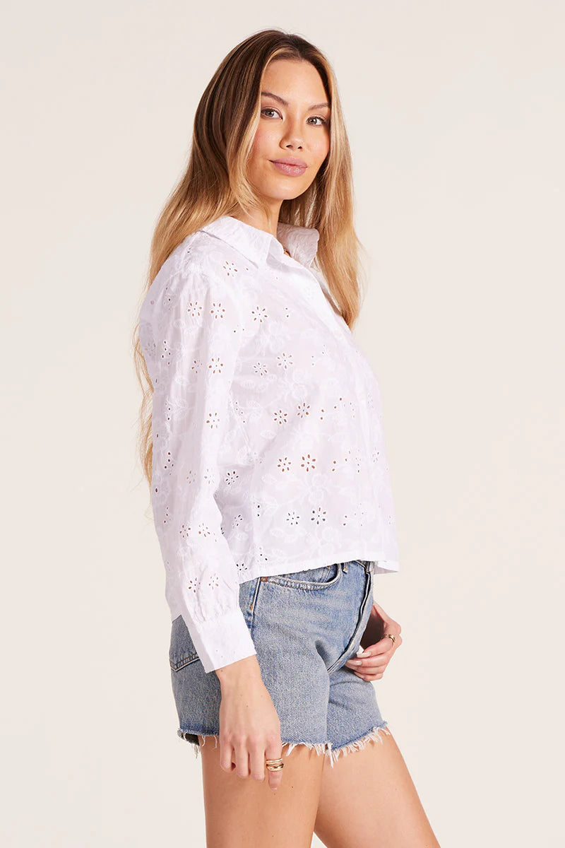 Cropped Button Front LS Top