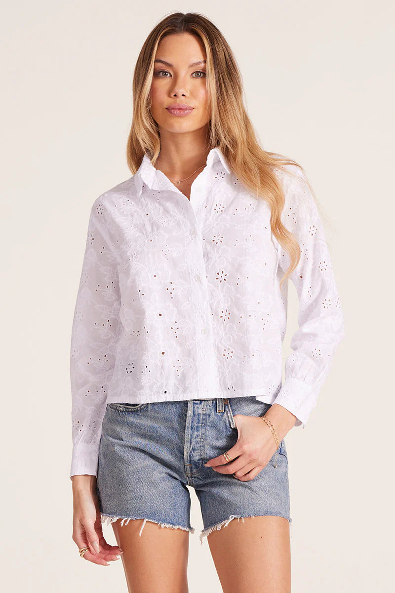 Cropped Button Front LS Top