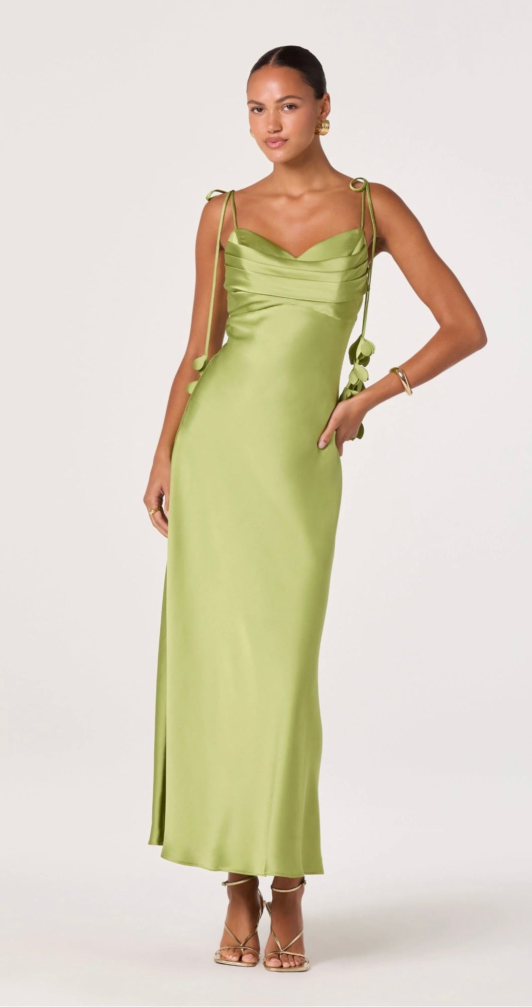 Hera Green Satin Dress