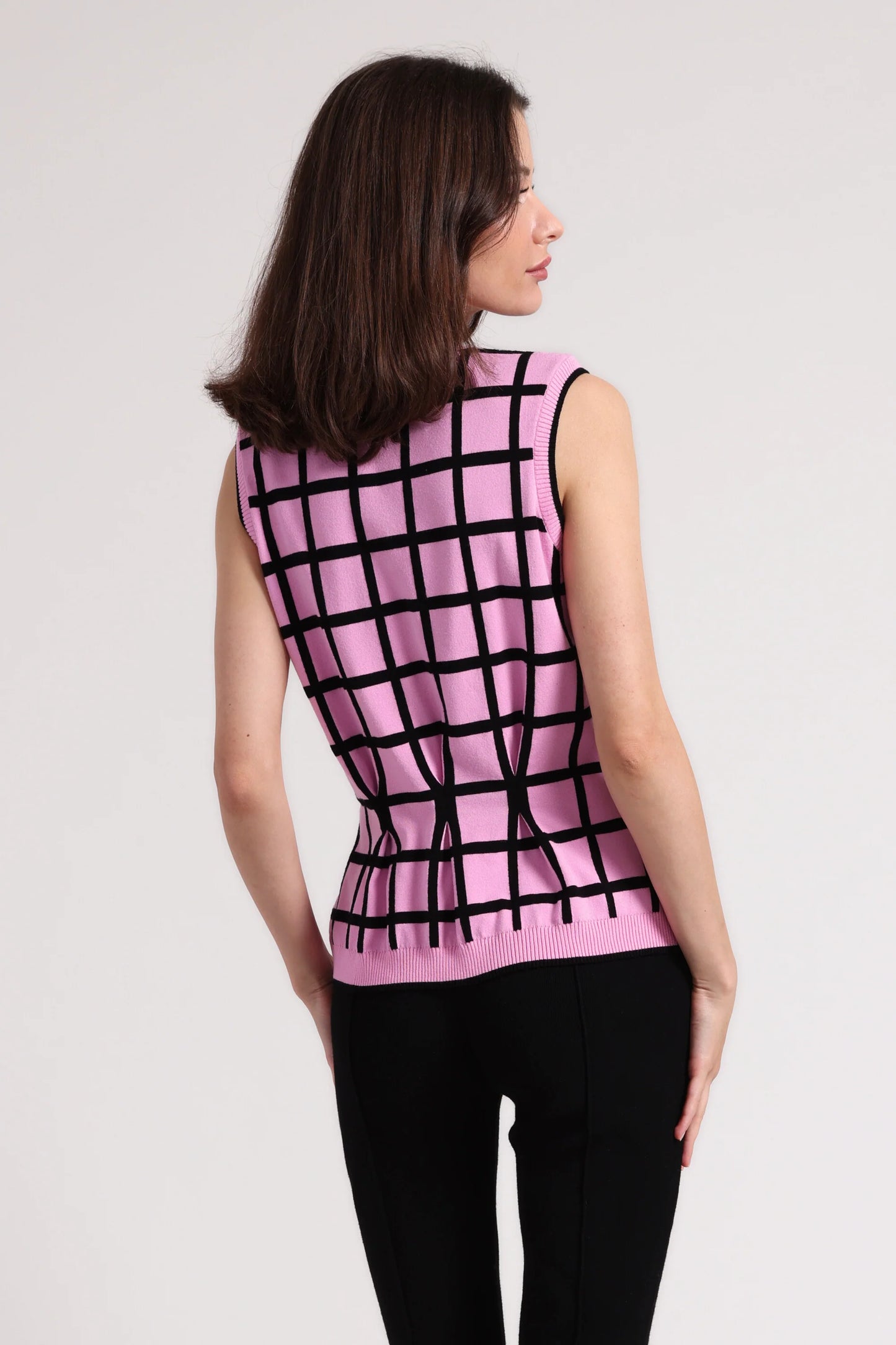 Windowpane Pleated Top