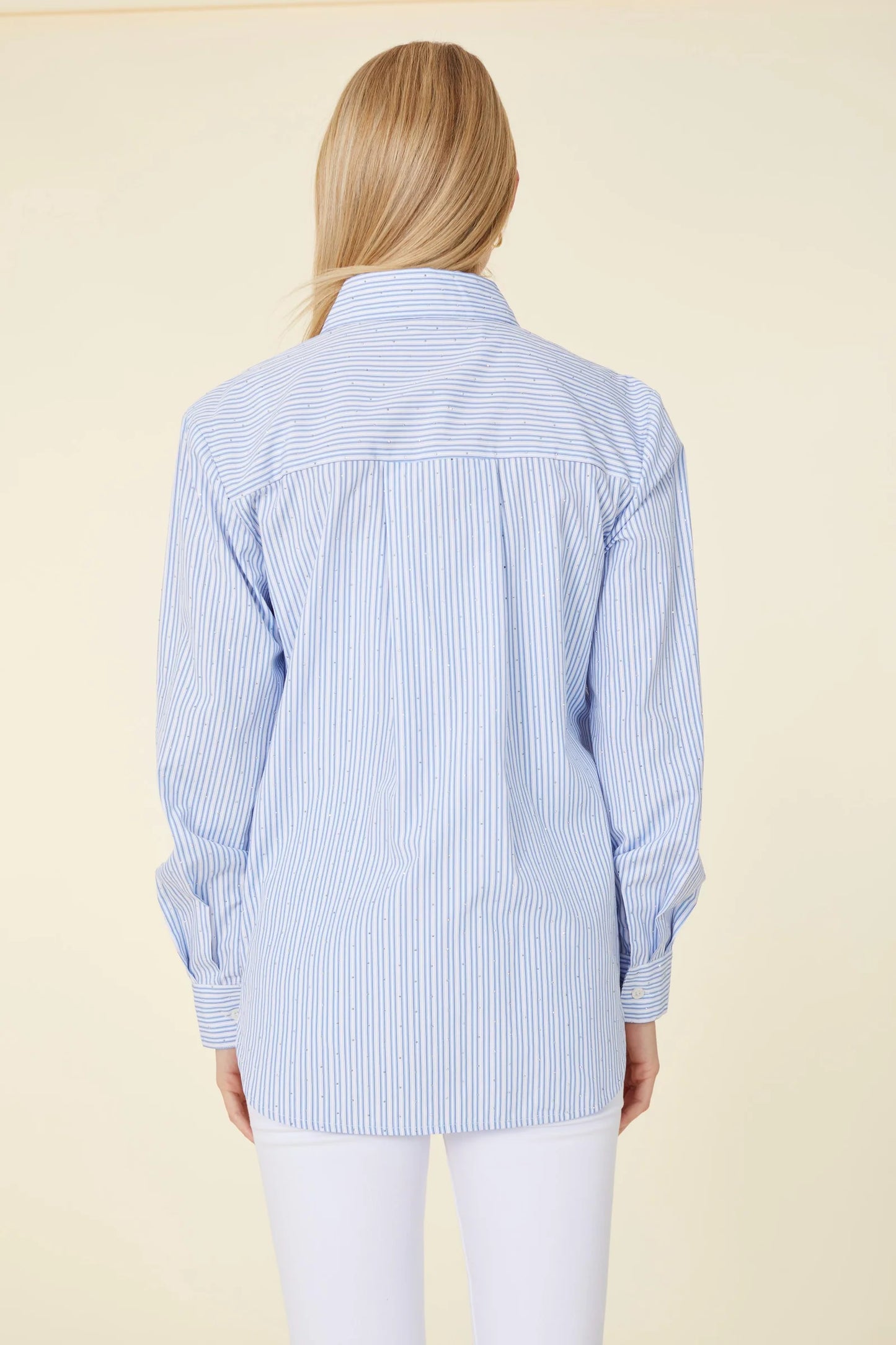 Micro Rhinestone Shirting Blouse