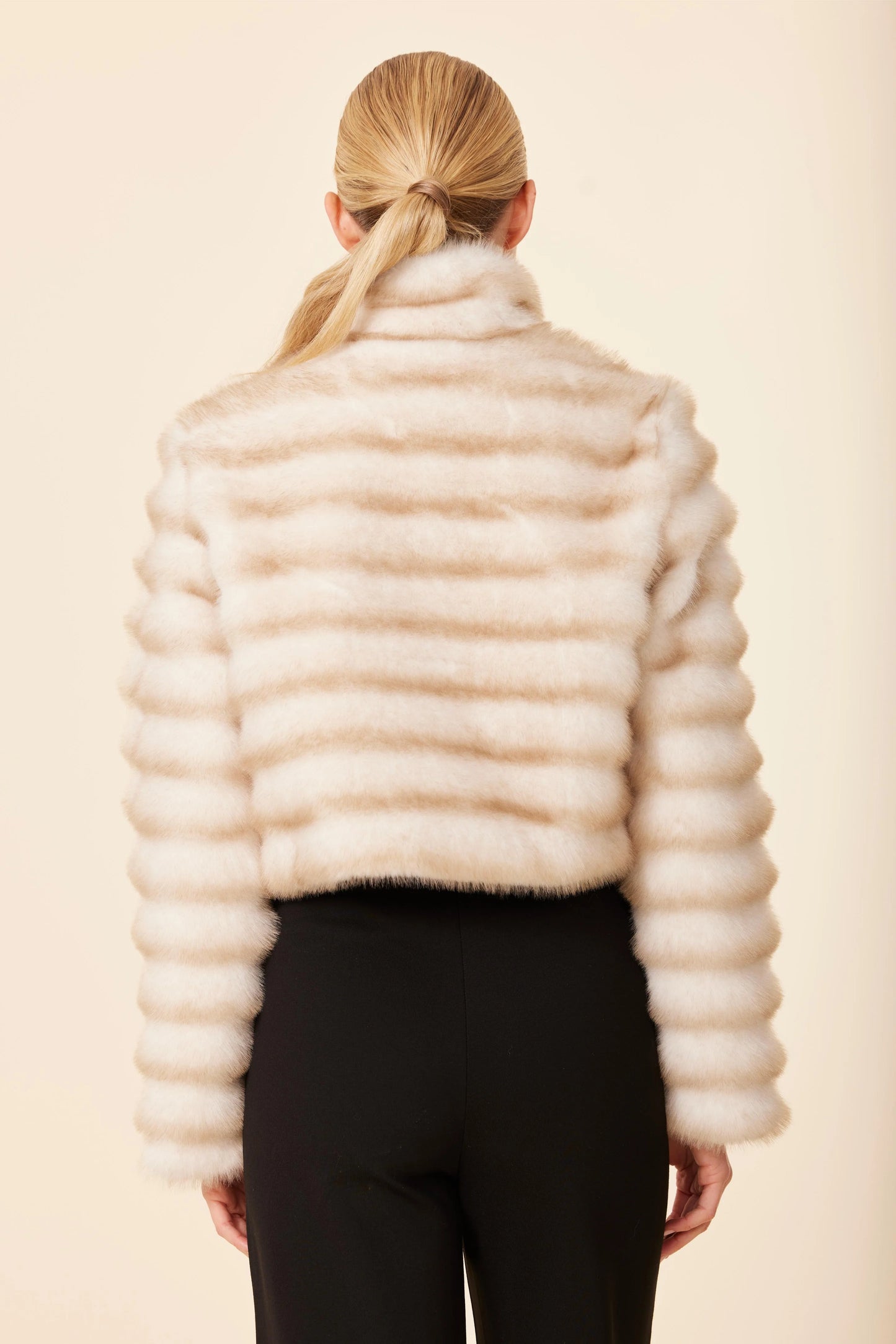 Faux Mink Grooved Zip Jacket