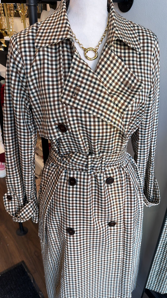 Plaid Belted Trench Coat