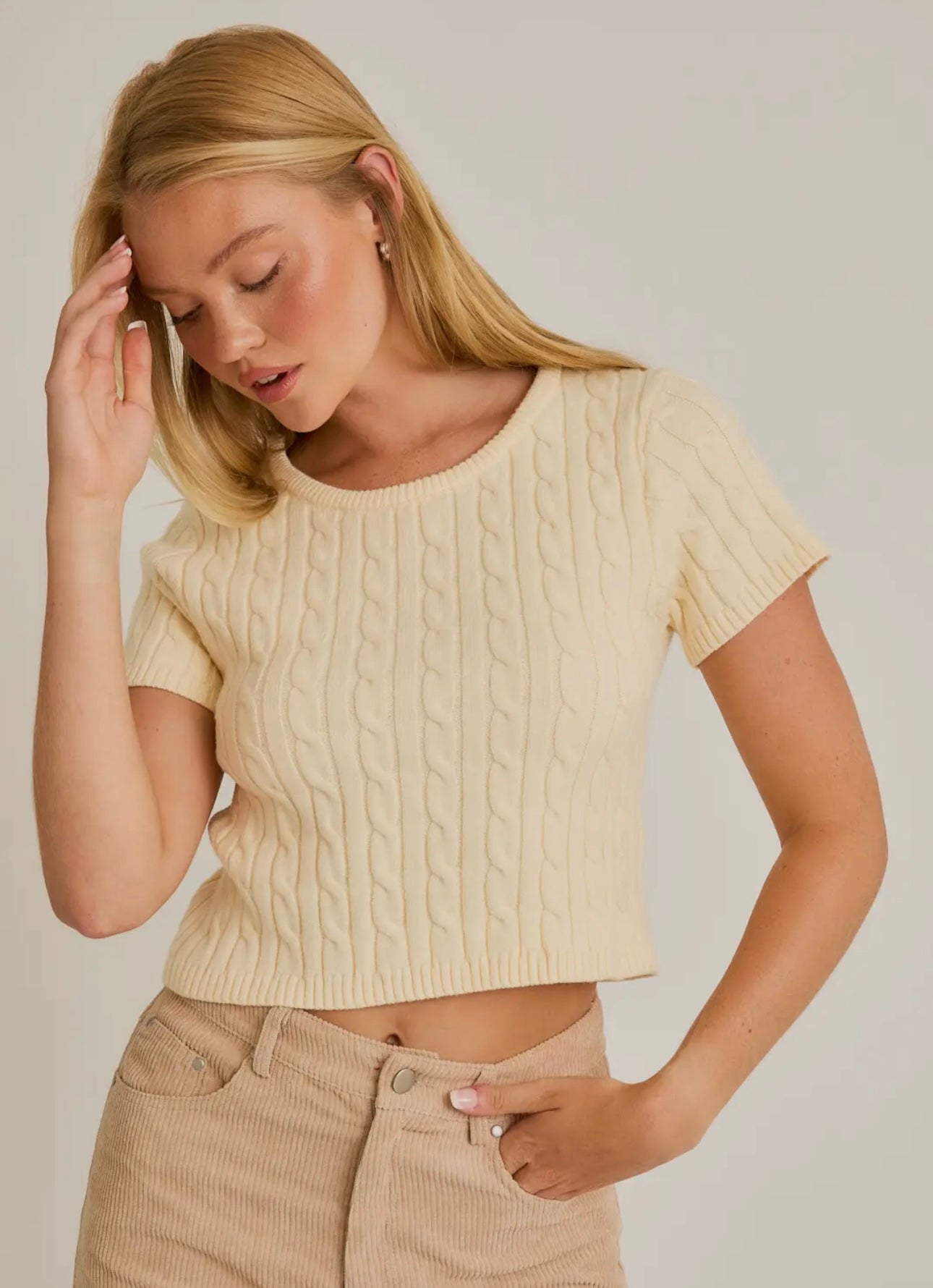 Short Sleeve Cable Top