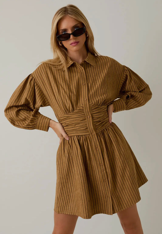 Empire Waist Long Sleeve Mini Dress