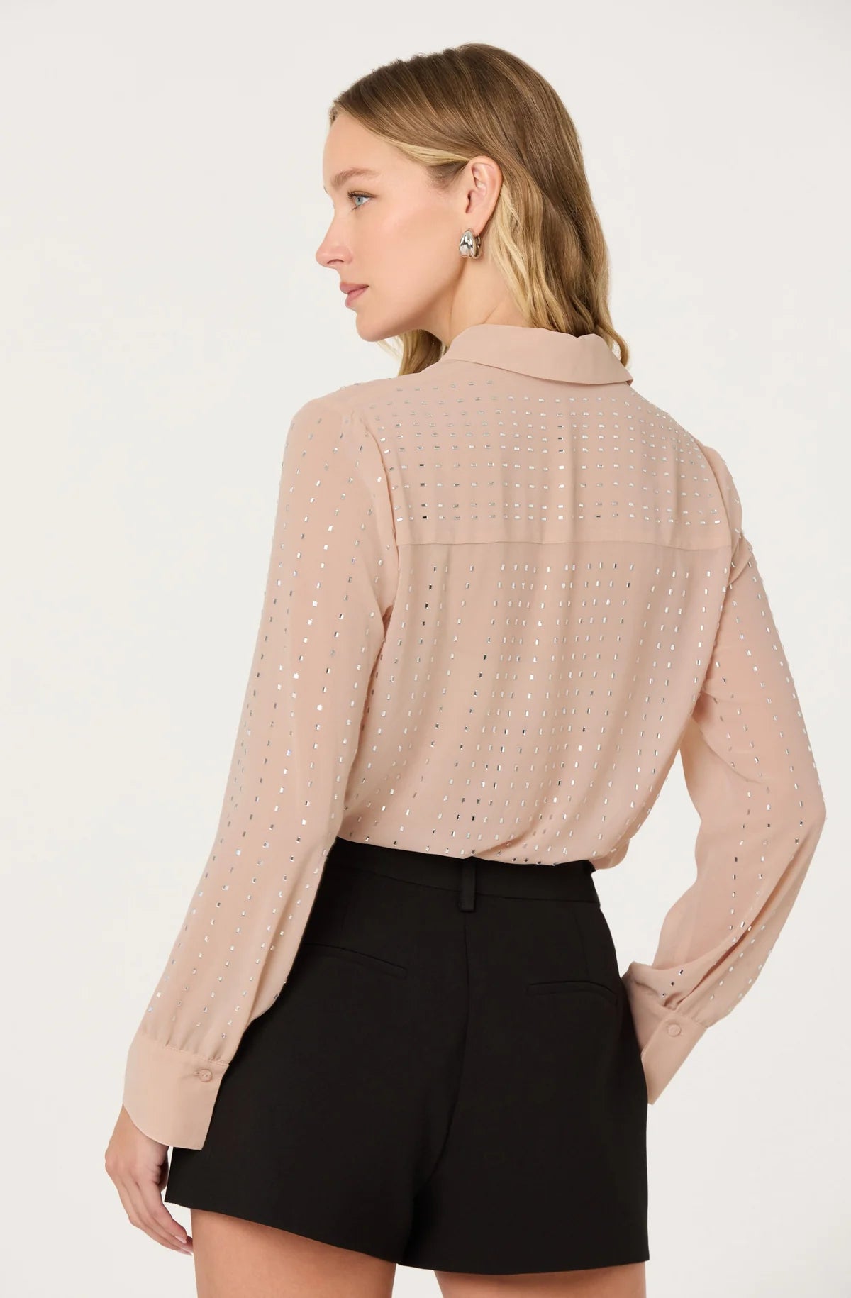 Rhinestone Blush Button Up Blouse