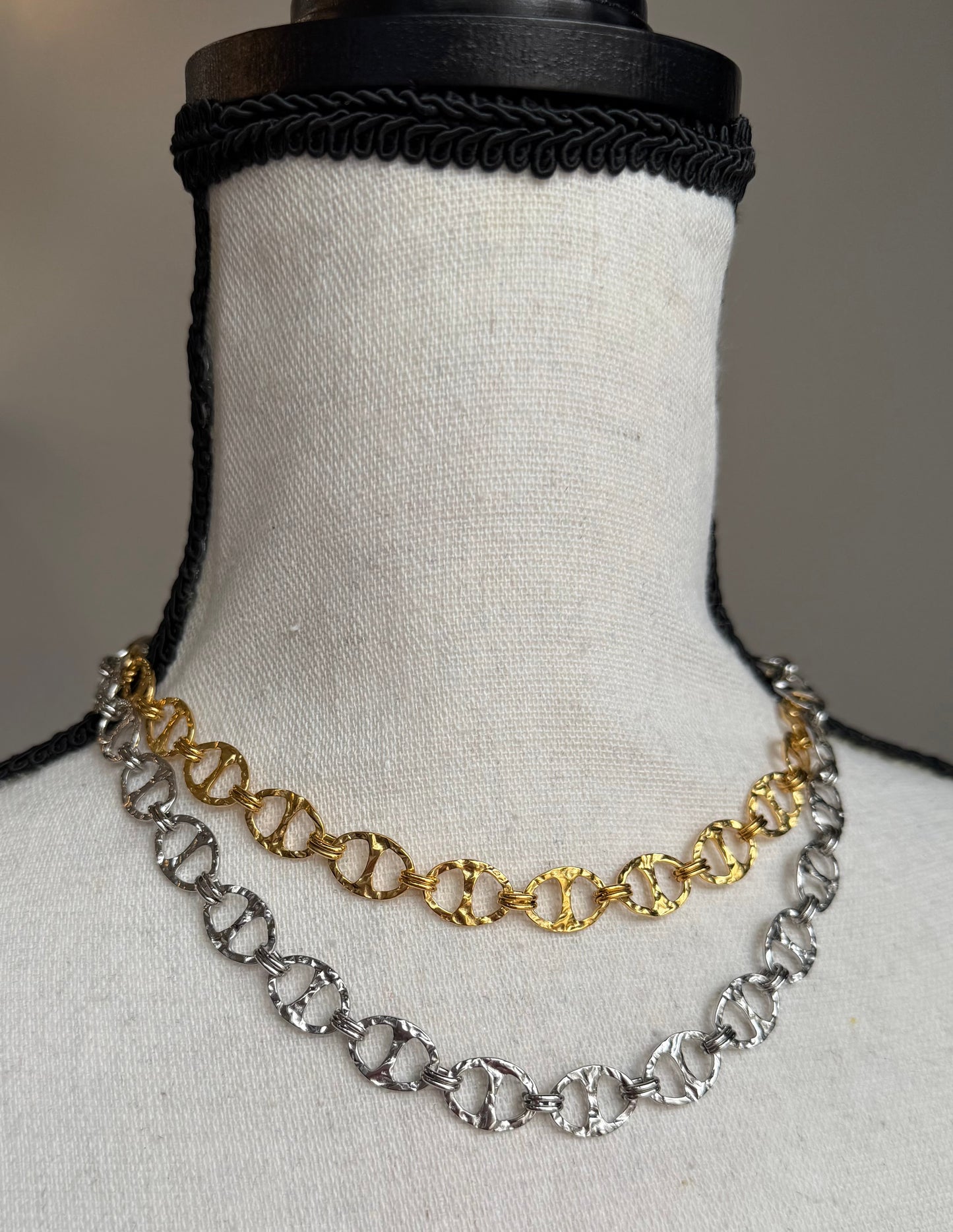 Hammered Tarnish Free Link Necklace