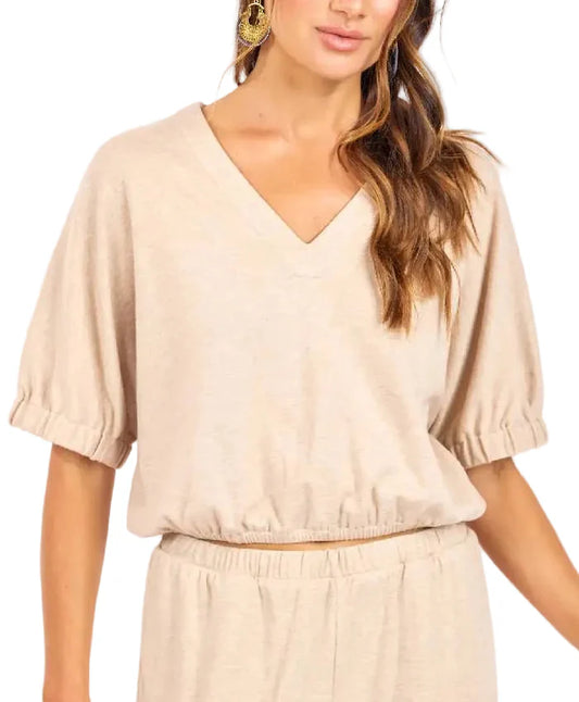 Heather Beige Knit Top (SET)