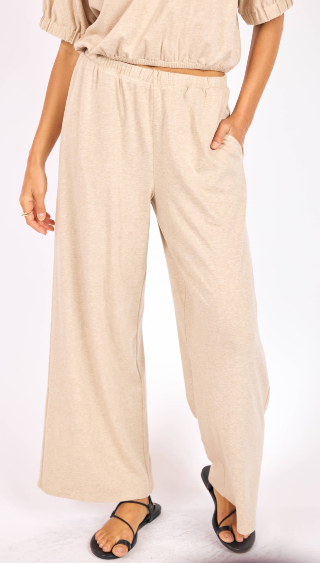 Heather Beige Knit Pants (SET)