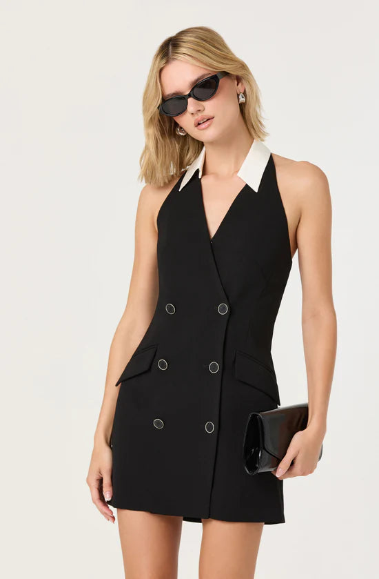 Black Tuxedo Halter Dress