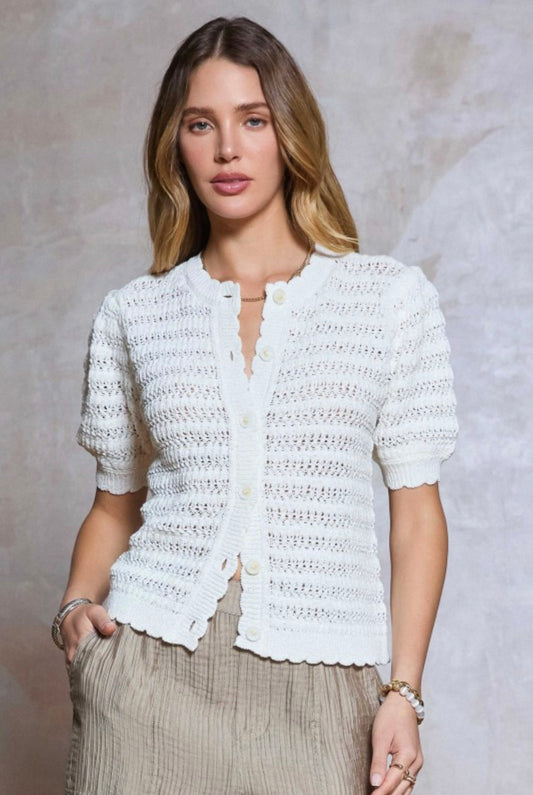 Short Sleeve Crochet Cardigan