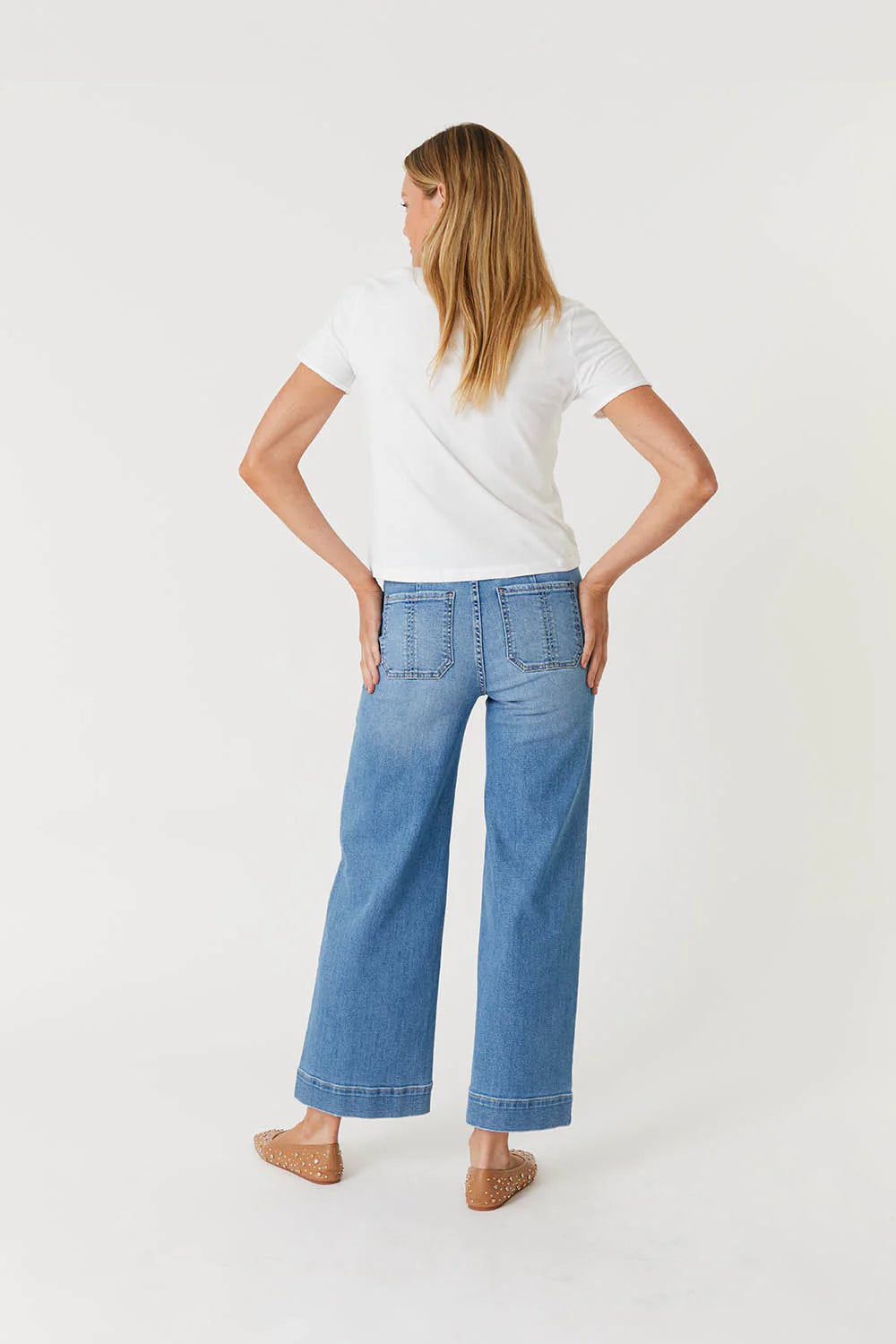 Camille Lite Blue Exposed Button Denim