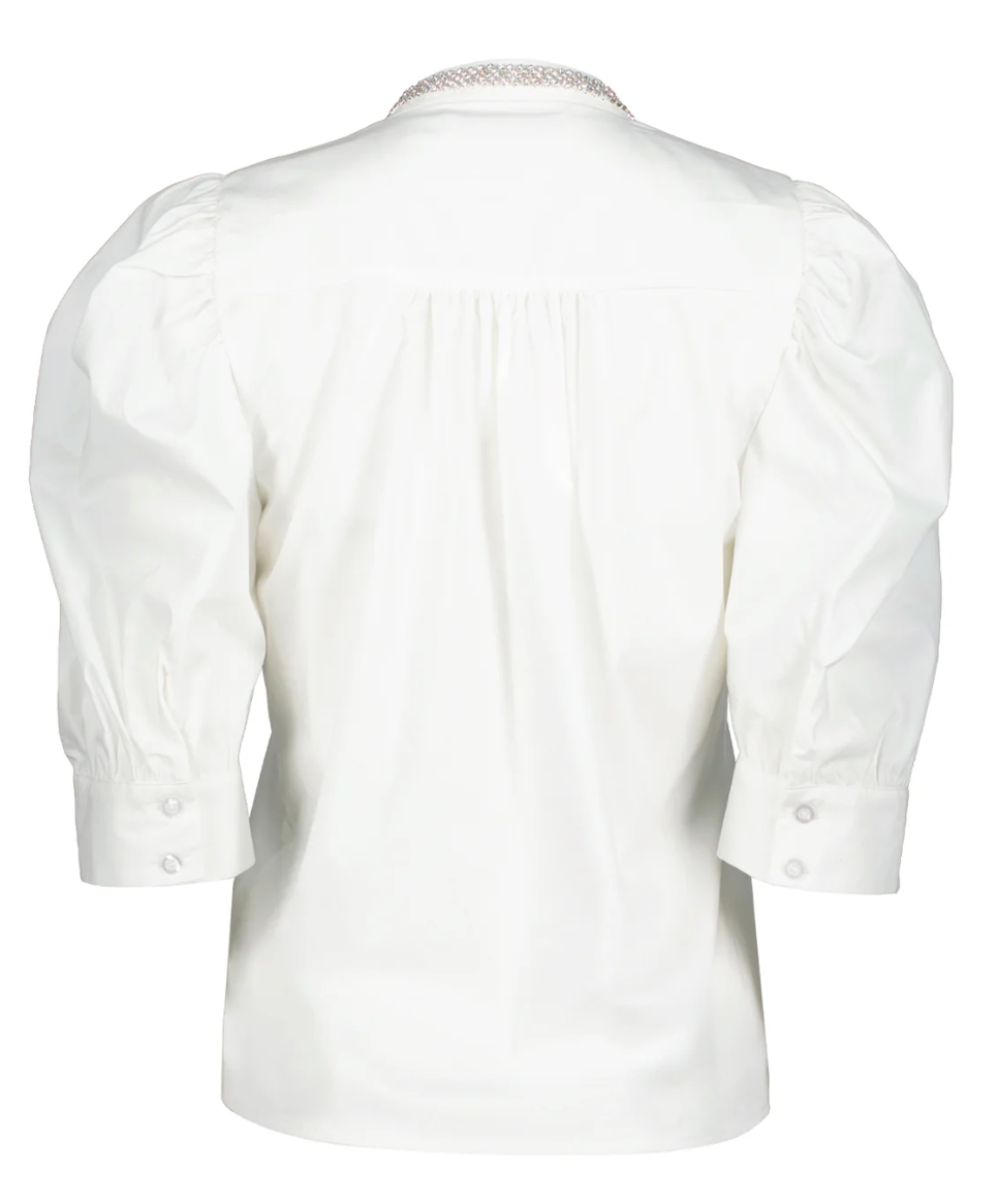 Embellished Collar Puff Sleeve Top