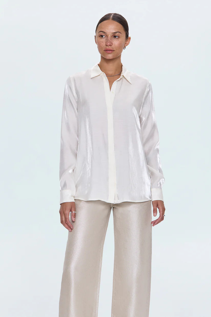 Tilda Ecru Shimmer Button Up