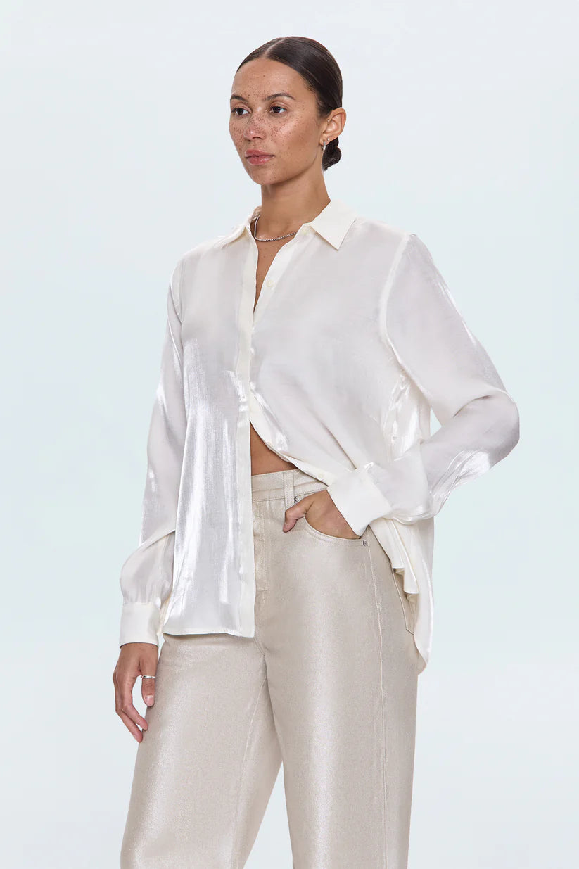 Tilda Ecru Shimmer Button Up