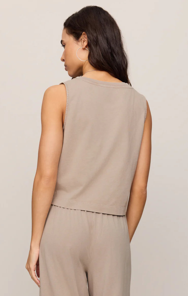 Stone Grey V-Neck Top