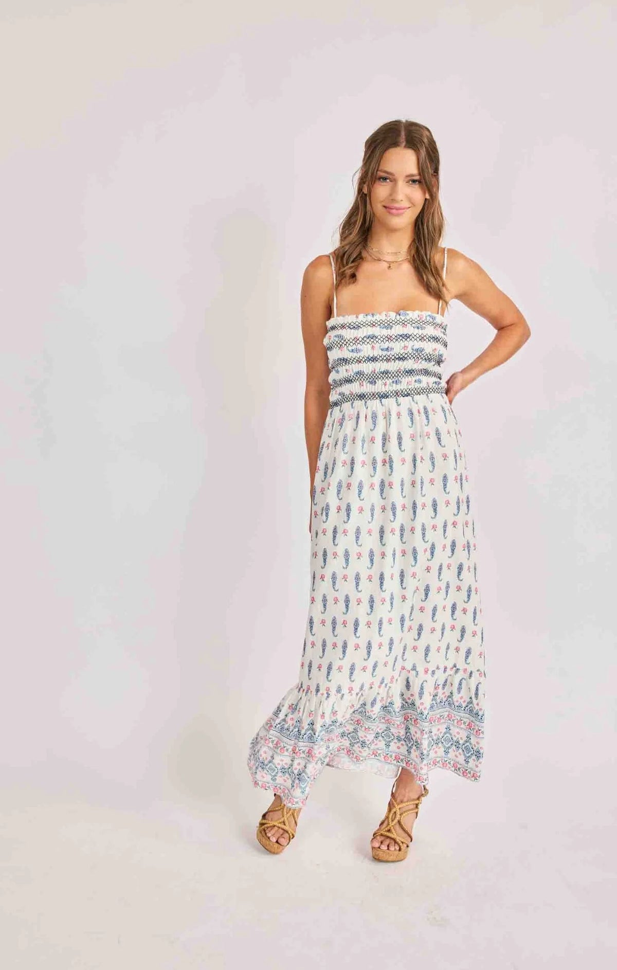 Cream Multi Maxi Dress