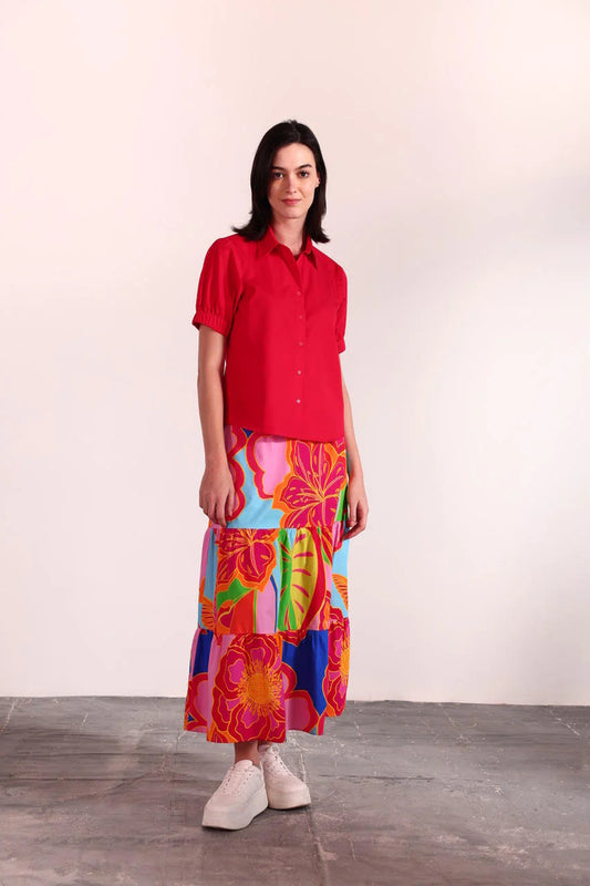 Clover SS Button Up Top